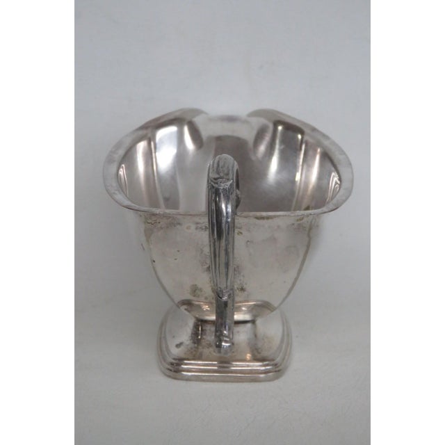 Mid 20th Century Metal Gravy Boat Silver Plated Sauce Serving Dish With Scrollwork Handle For Sale In Miami - Image 6 of 15