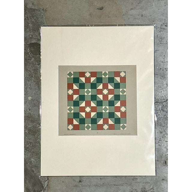 Vintage Geometric Tile Pattern Serigraph For Sale In West Palm - Image 6 of 12