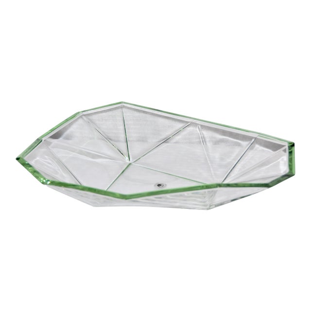 1960s Art Deco Walther Glas Green Uranium Glass Bowl For Sale