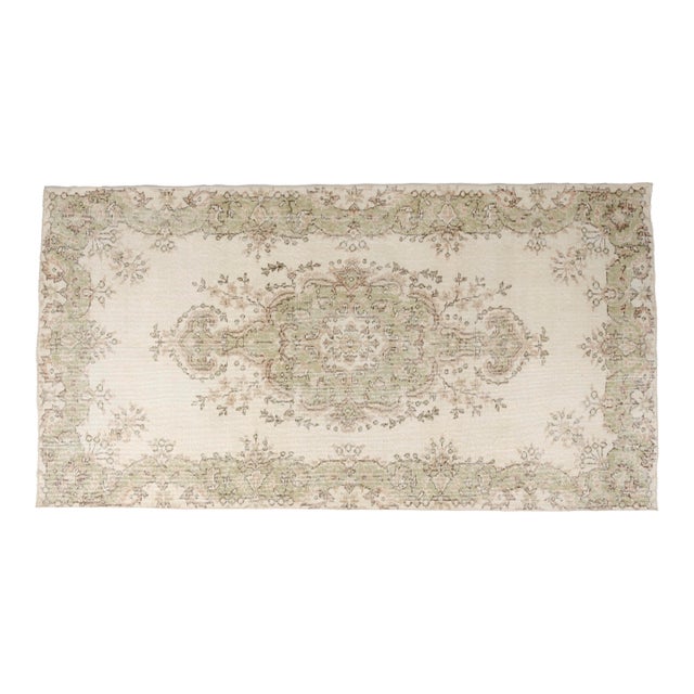 1950s Muted Olive Oushak Area Rug For Sale