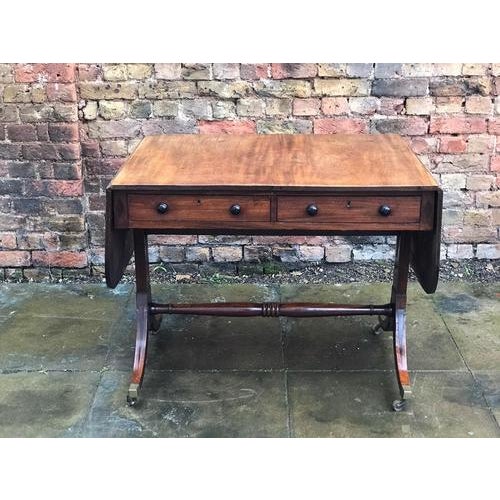 Regency Sofa Table in Cuban Mahogany with Inlay For Sale - Image 6 of 14