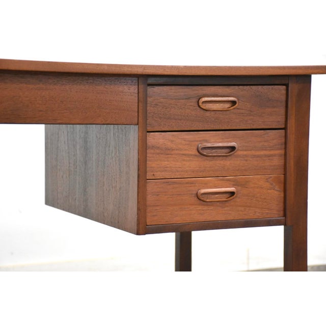 Brown 1960s Refinished Danish Modern Teak Desk For Sale - Image 8 of 9