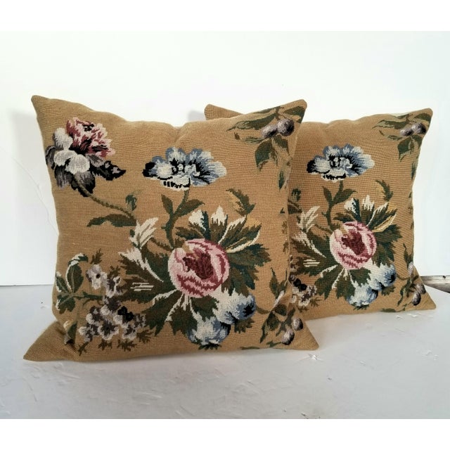 Vintage Needlepoint Floral Pillows a Pair Chairish