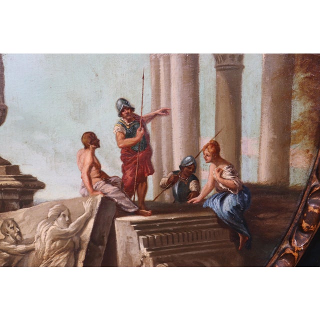 Grand Tour Pair Large Scale 19th C Italian Grand Tour Paintings For Sale - Image 3 of 8