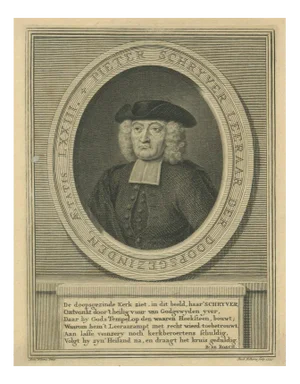 J. Folkema, Portrait of Pieter Schrijver Mennonite Preacher, 1739, Paper