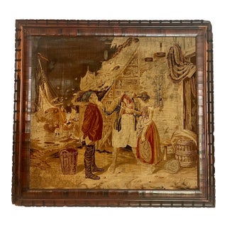 Large Antique Victorian Black Forest Sculptural Micro-Petit Point Tapestry With Silk Backing For Sale