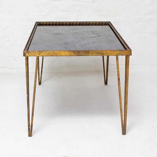 Glass French Coffee Table in Wrought Iron with Glastop, 1950s For Sale - Image 7 of 7