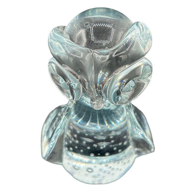 1960s Mid-Century Murano Style Bullicante Art Glass Owl Sculpture Paper Weight For Sale - Image 5 of 7