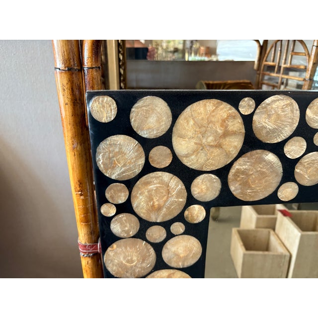Post-Modern Mirror Inlaid With Capiz Shell For Sale - Image 9 of 13