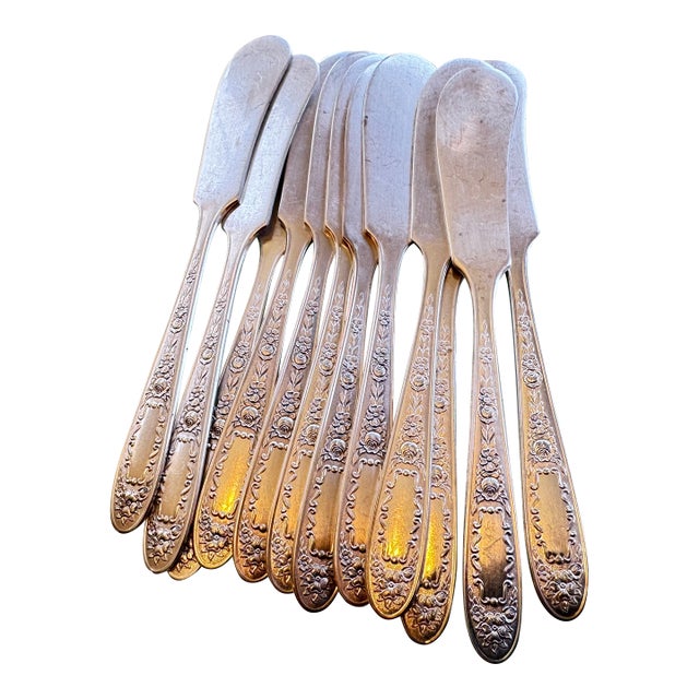 Art Deco Flat Spreader Mildred (Silverplate, 1936) by National Silver Co 12Pc For Sale
