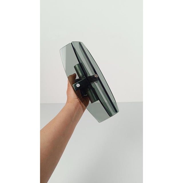 Sconces in Chrome and Smoked Green Glass from Veca, 1970s, Set of 2 For Sale - Image 3 of 12