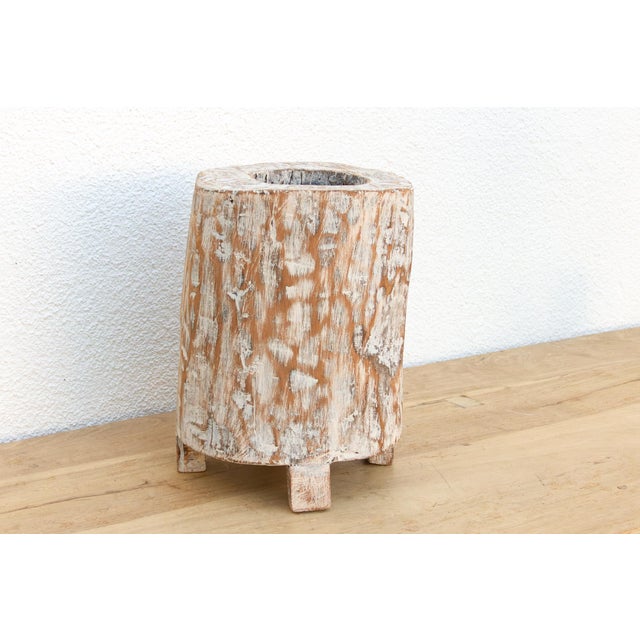 Vintage Hand-Hewn Whitewashed Mortar Planter For Sale In Los Angeles - Image 6 of 10