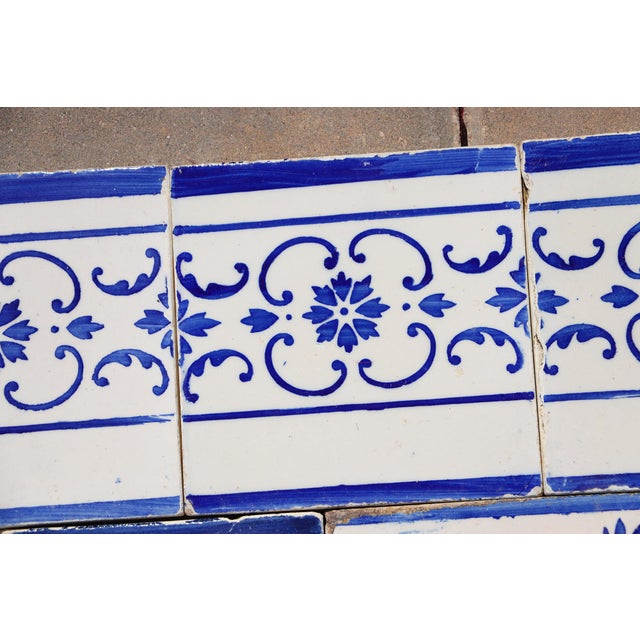 Blue 1920s Antique Art Deco Portuguese Blue & White Border Tiles Set of 7 For Sale - Image 8 of 11