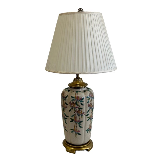 Mid 20th Century Chinoiserie Trumpet Flower Lamp For Sale