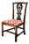 Antique Chippendale Style Ribbon Back Side Chair With Red & White Upholstery For Sale