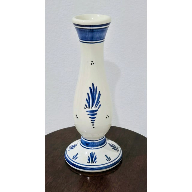 Delft Vintage Dutch Delft Blue Vase – Windmill Scene – Hand-Painted Porcelain For Sale - Image 4 of 7