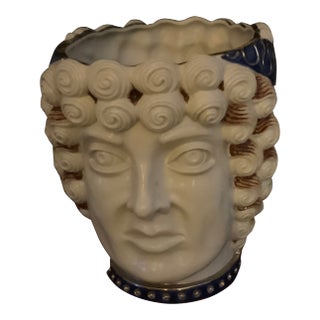 Moors Head Porcelain Vase by Alfiero Mangani Florence Italy For Sale