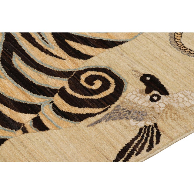 Rug & Kilim’s Contemporary Tiger Rug With Beige, Gold and Brown Pictorials For Sale In New York - Image 6 of 7