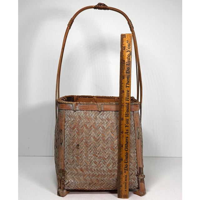 1930s Japanese Ikebana Hanakago Woven Bamboo Flower Basket For Sale - Image 13 of 14