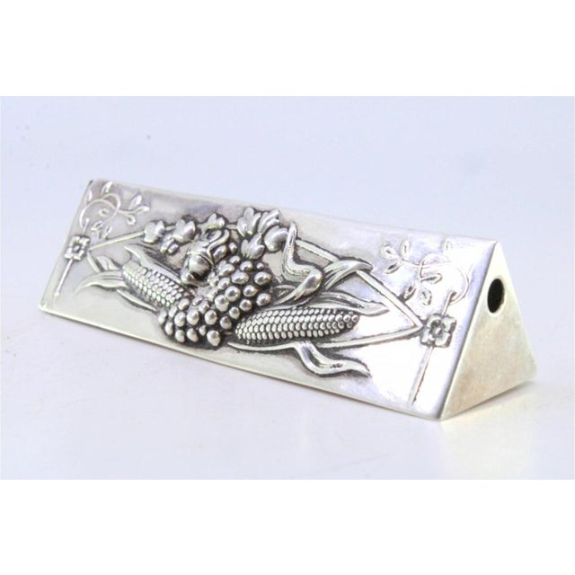 Silver Toothpick Holder in Triangular Shape For Sale - Image 4 of 7