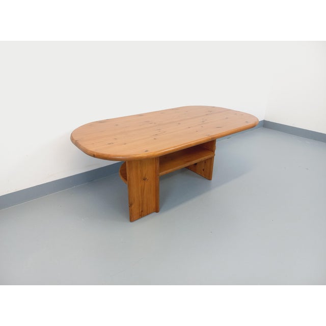 Vintage Rectangular Oval Modernist Coffee Table in Pine, 1970s For Sale - Image 12 of 18