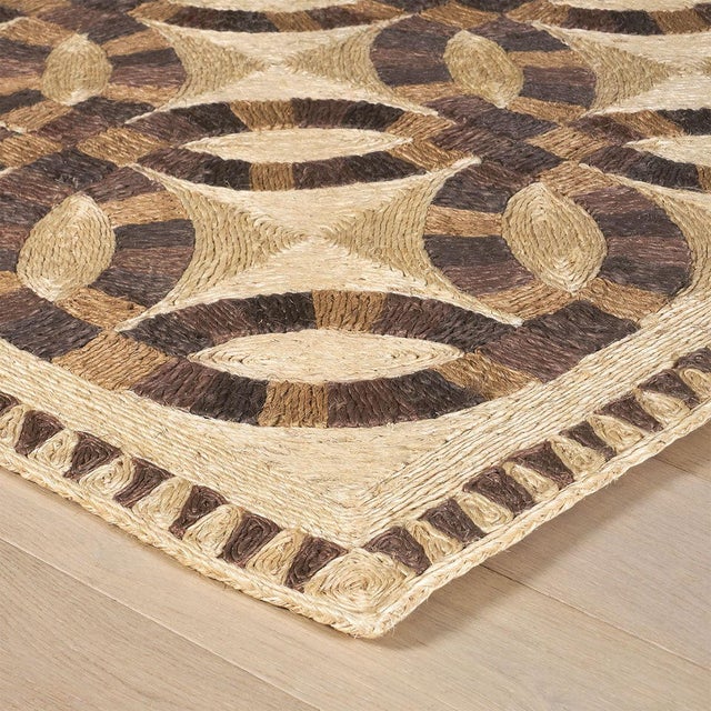 Boho Chic Abaca Natural Premium Fiber Rugs Brown Tan and Cream 6x9Ft. For Sale - Image 3 of 5