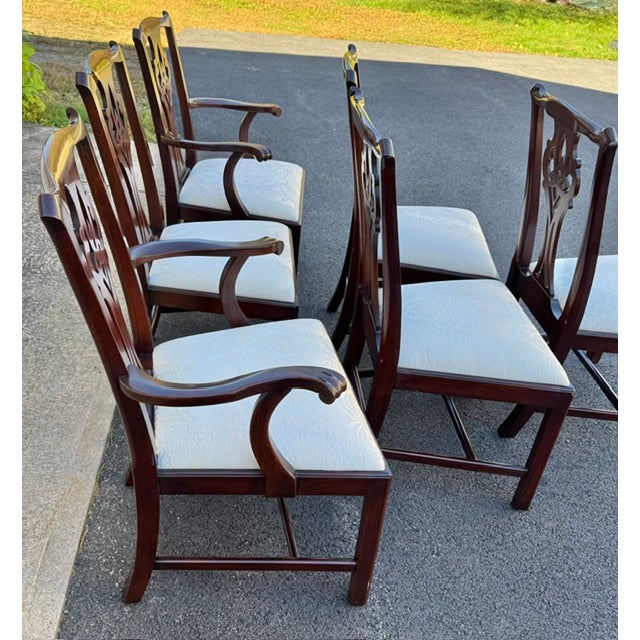 Wood Late 20th Century Set of 6 Henkel Harris Model 102 Mahogany Chippendale Style Dining Room Chairs For Sale - Image 7 of 11