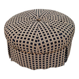 Traditional Round Skirted Ottoman For Sale
