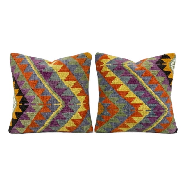 Modern Kilim Pillow Cover 24'' X 24'' - Set of Two For Sale