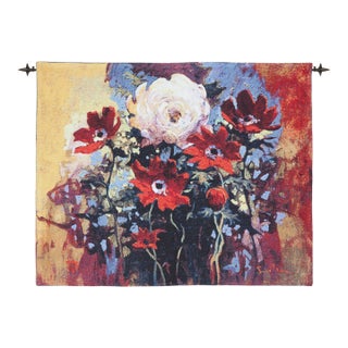 Poppies & Rose Loom Woven Tapestry - 76 X 94 Cm (2'6" X 3'1") - Requires Rod Size 2 For Sale