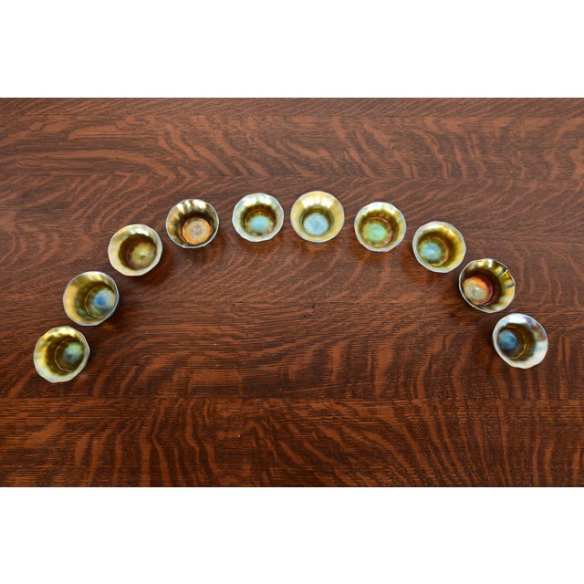 Early 20th Century Louis Comfort Tiffany Favrile Iridescent Art Glass Salt Cellars, Set of Ten For Sale - Image 5 of 11
