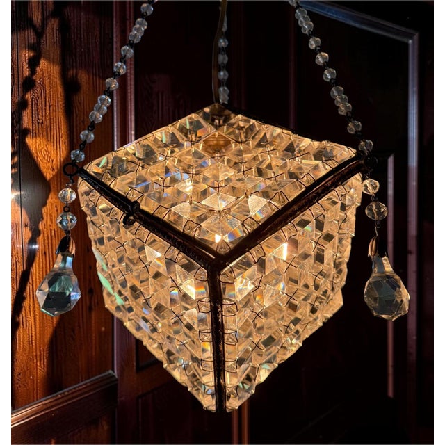 Antique Crystal Pendant Lamp, 1910s For Sale - Image 6 of 6