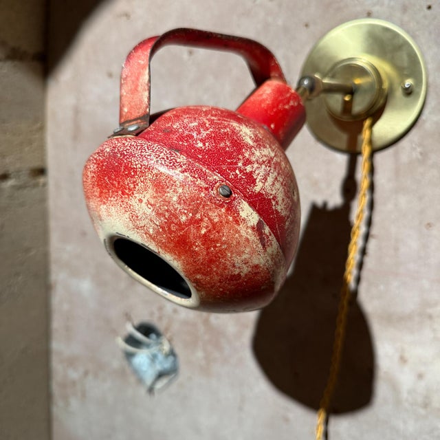 1960s Vintage Industrial Red Wall Lamp Sconce Usa For Sale - Image 5 of 7