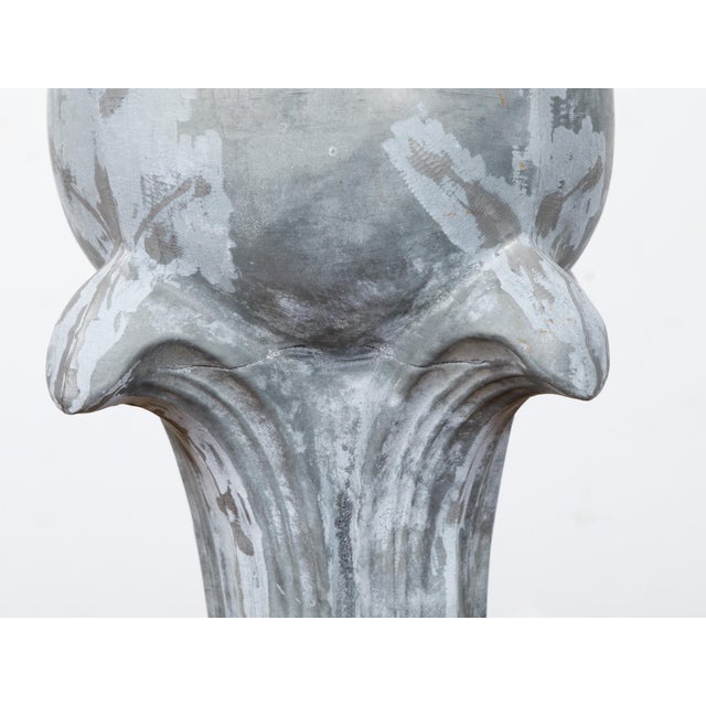 Metal 19th Century French Zinc Crowned Acorn Decorative Finial on Custom Lucite Base For Sale - Image 7 of 9