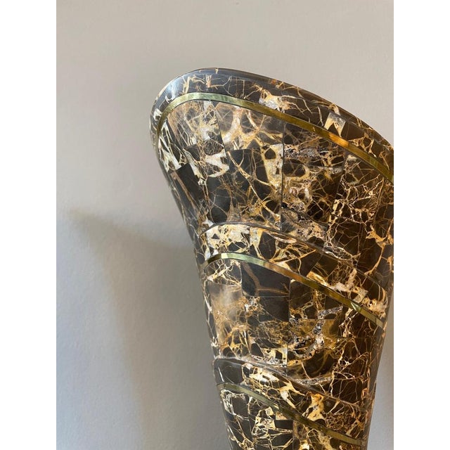 Black Tessellated Marble and Brass Vases, 1980s, Set of 2 For Sale - Image 8 of 14