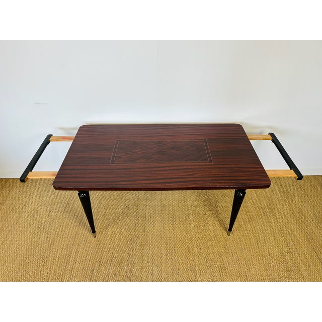 Art Deco French Modern Dining Table in Marquetry Macassar Ebony, 1950s For Sale - Image 4 of 17