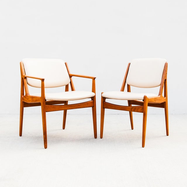 1960s Restored Arne Vodder Ella Dining Chairs in Teak & Edelman Leather, Danish Mid Century Modern For Sale In Los Angeles - Image 6 of 14