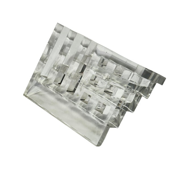 1970s Vintage Signed Lucite Wave Desk Organizer & Letter Holder For Sale - Image 5 of 7