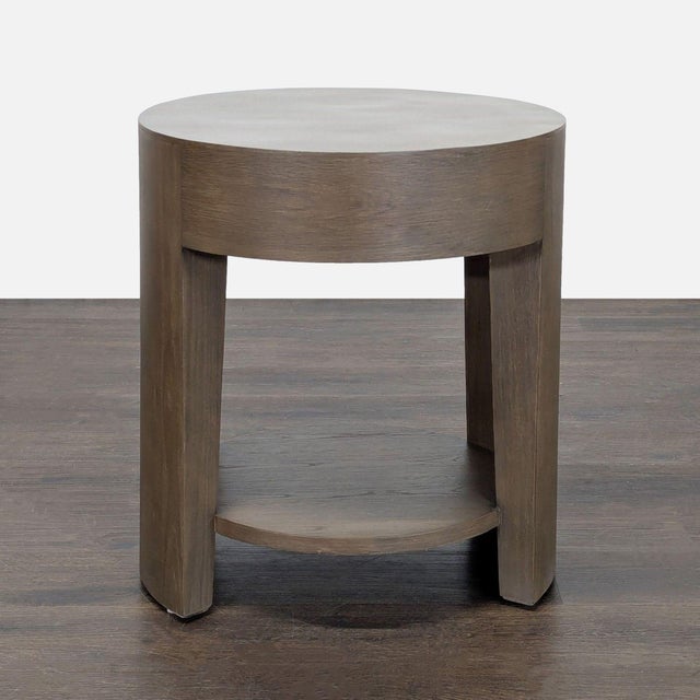 Restoration Hardware Wyeth Oak Round Bedside Table For Sale In San Francisco - Image 6 of 9