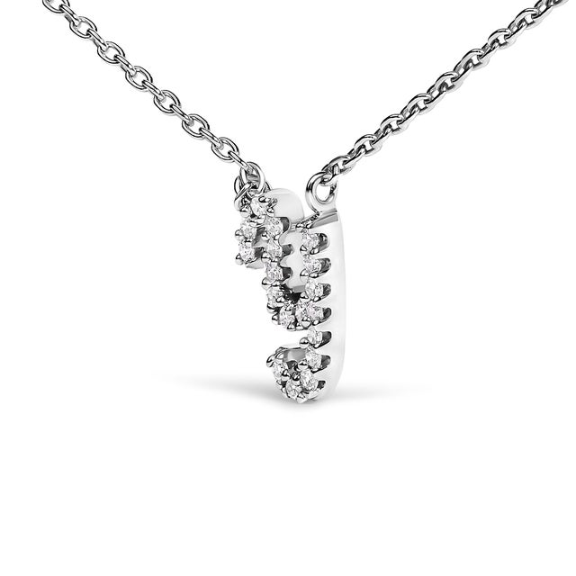 Contemporary 10K White Gold Diamond Accent "Y" Initial Script Style Pendant Necklace For Sale - Image 3 of 5