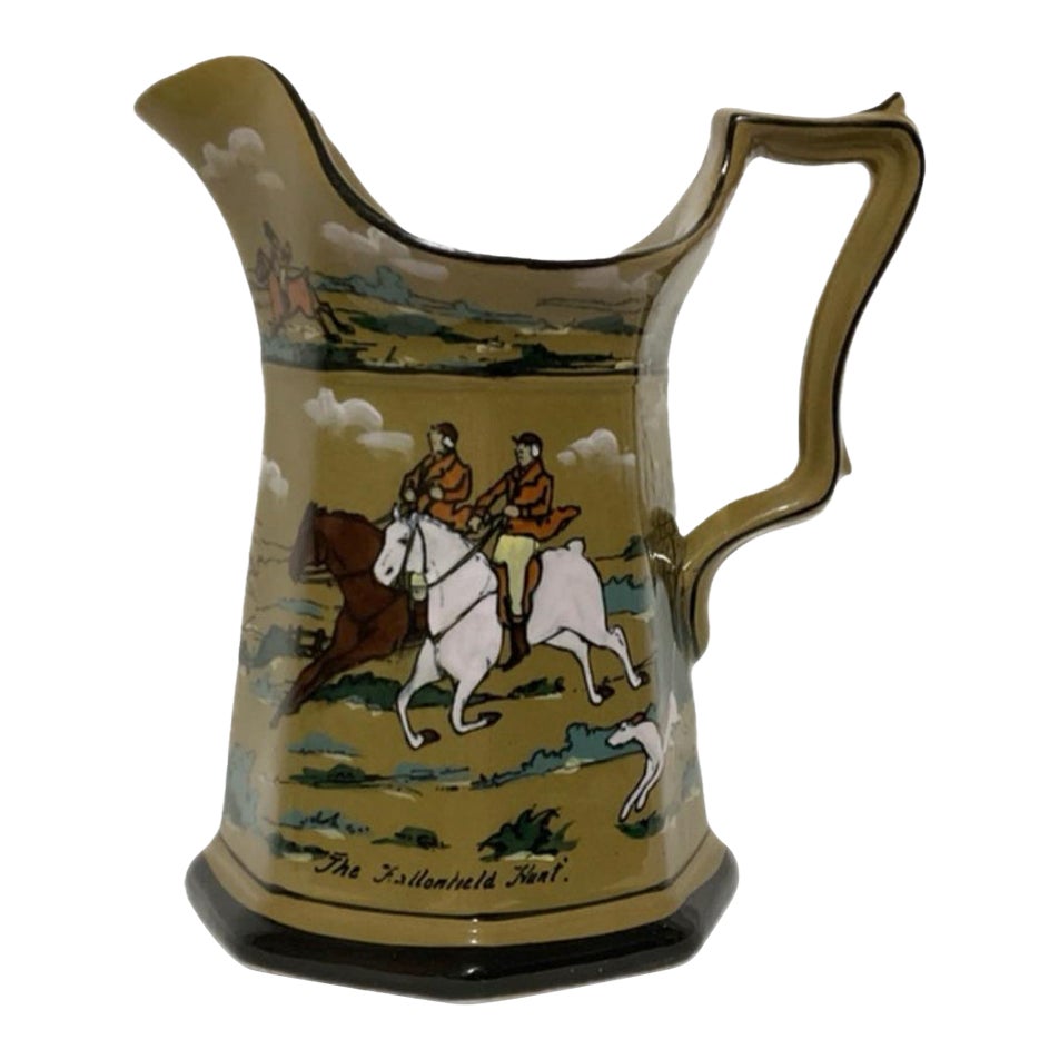 Antique Fox Hunting Scene Pitcher - Buffalo Pottery by Deldare Ware ...