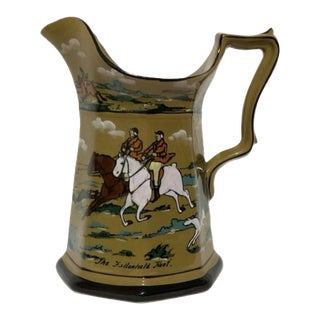 Antique Fox Hunting Scene Pitcher - Buffalo Pottery by Deldare Ware - 1908 For Sale