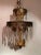 Metal Glitzy Etched Metal and Crystal Pendant Chandeliers - a Pair For Sale - Image 7 of 13