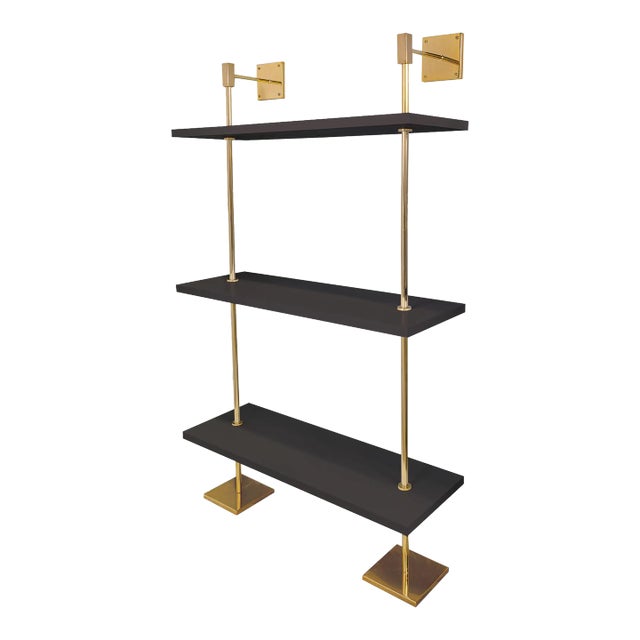Marais 3-Tier Black & Gold Shelf 36" W For Sale