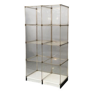 Space Age Italian Bookcase with Lamp in Acrylic Glass and Metal, 1970s For Sale