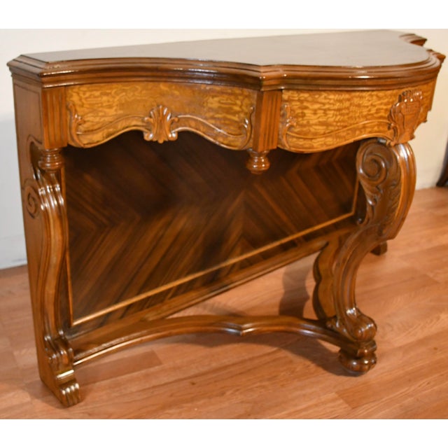1890s Antique Victorian Rosewood & Oak Console Table and Mirror Set For Sale - Image 11 of 18