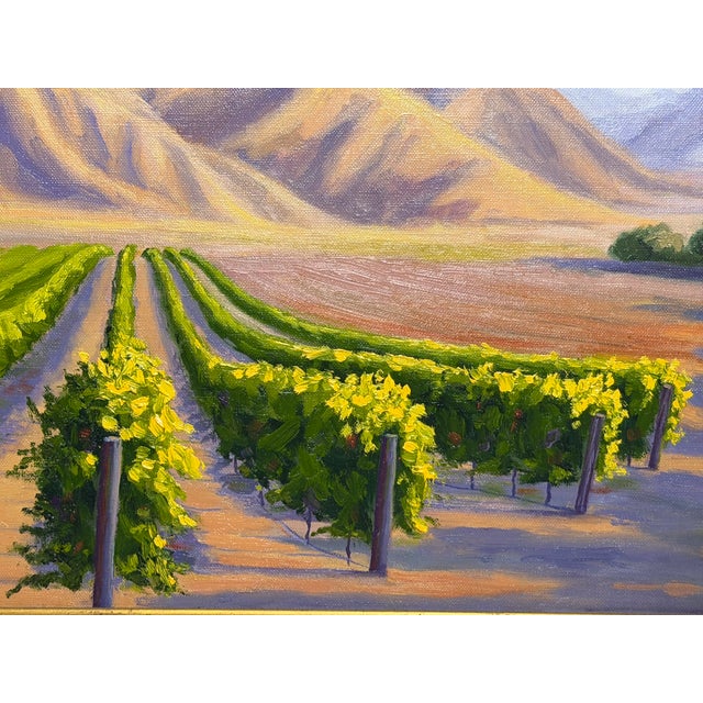 Wood Laurel Sherrie Signed Rancho Sisquoc Flood Family Vineyard Memories of Foxen of Canyon California Oil Painting 2005 Framed Santa Barbara County For Sale - Image 7 of 18