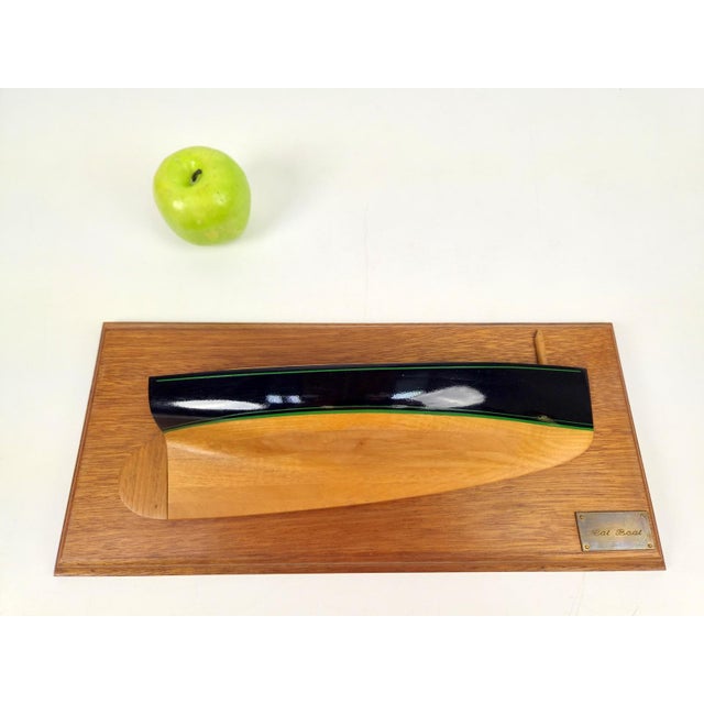Wood Vintage Handcrafted Half-Model Cat Boat by Daniel Guyomarch, 1990s For Sale - Image 7 of 17
