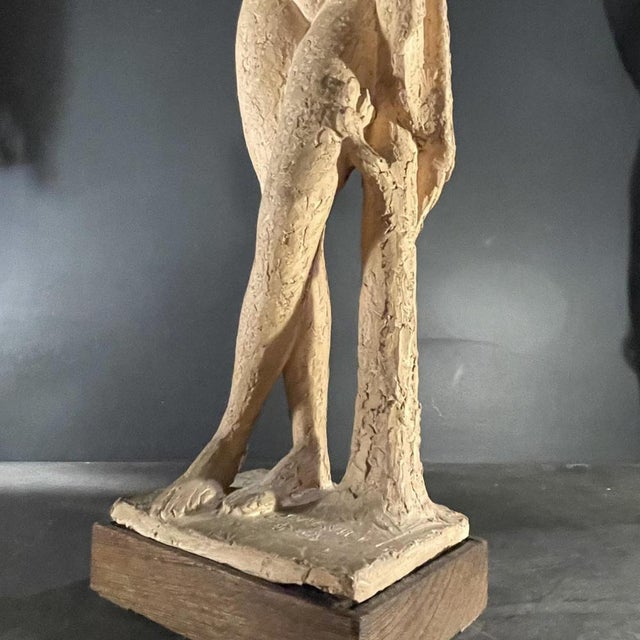 Draped Nude Woman Terracotta Sculpture by Alphonse Darville, 1959 For Sale - Image 5 of 13
