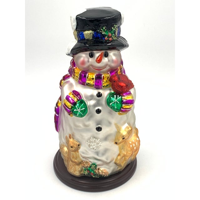 2000 - 2009 Thomas Pacconi 14" Blown Glass Snowman Figurine For Sale - Image 5 of 5